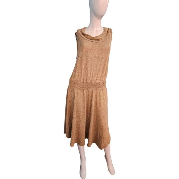 Soft Surroundings NEW TAGS Tan Kerry Cowel Neck Dress Large - Picture 5 of 12
